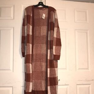 NWT Women’s Long Plaid Knit Sweater